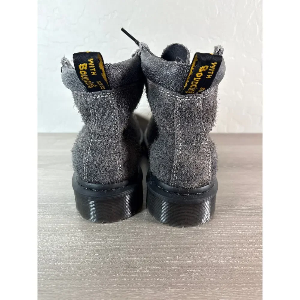 Dr. Martens 939 Stonewashed Hairy‎ Suede GUNMETAL BLACK M 6, W 7 Boots NEW RARE